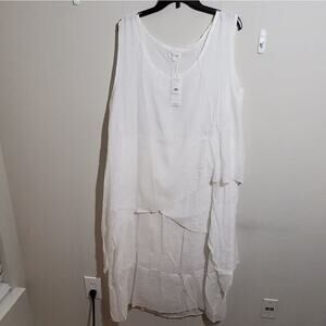 Foxxy‎ Womens Plus Size 3X White Layered Asymmetrical Midi Dress NWT 3X New